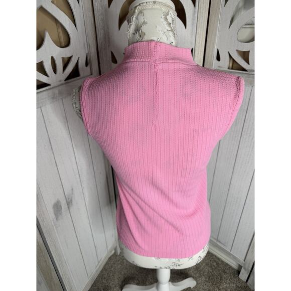 Vintage Pink Tank Top Casual Sleeveless 60s 70s Size Small GoGo - Picture 2 of 6